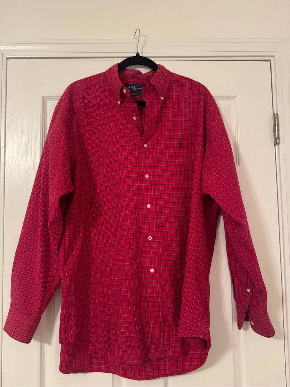 Polo by Ralph Lauren Red Windowpane Button-Down Shirt Large